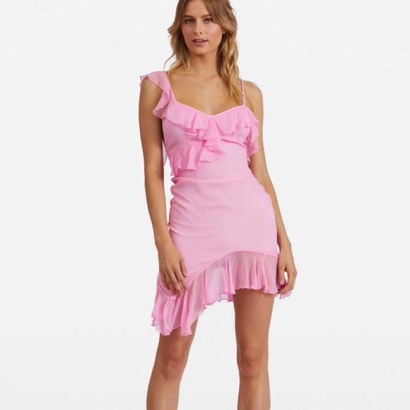 Kim Shui Baby Pink Chiffon Mini Dress, Size Large NWOT - Picture 8 of 12